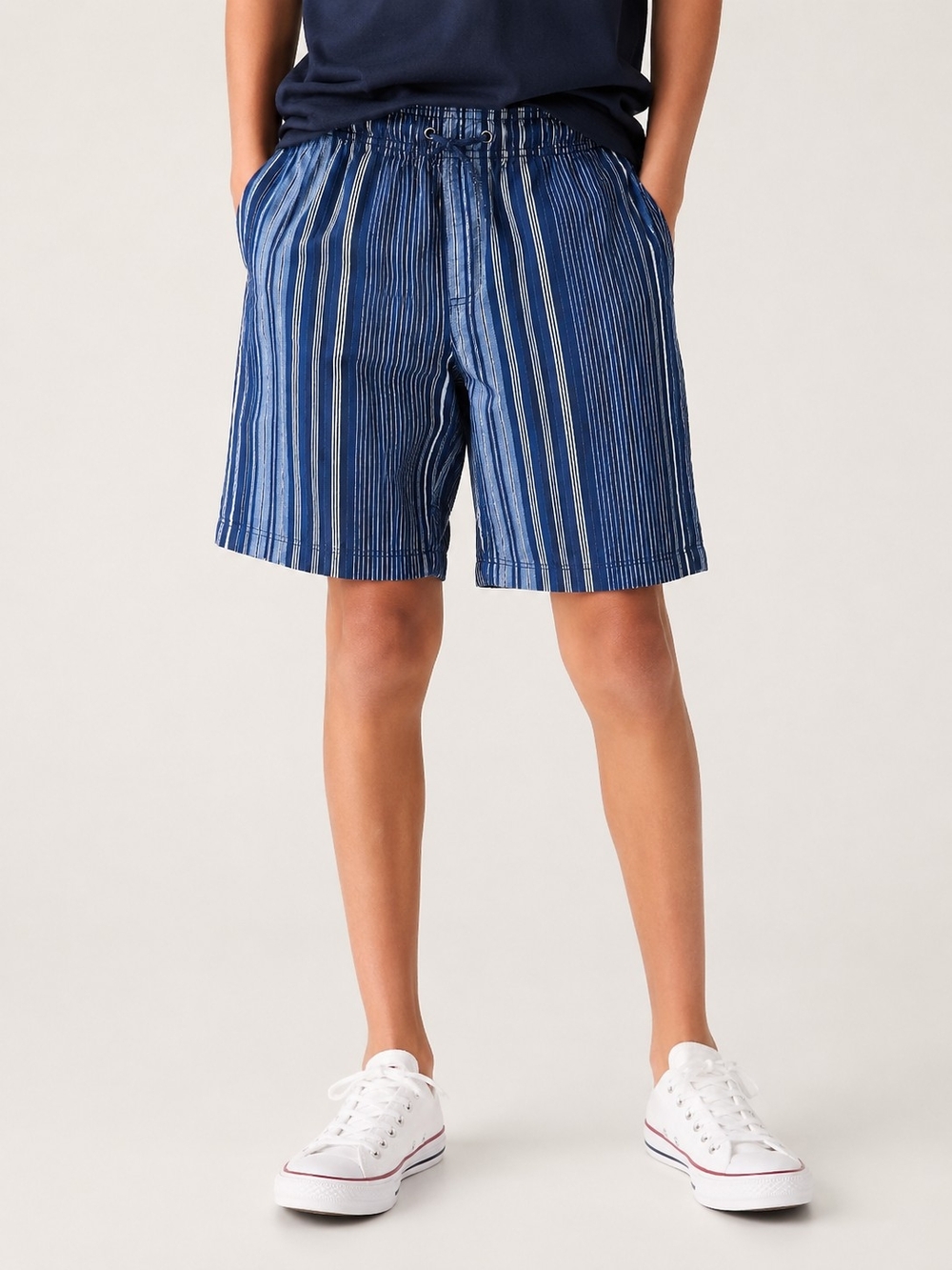 NWT Gap Kids Boys Youth Blue Striped Pull-On Shorts XXL 14-16 Cotton New